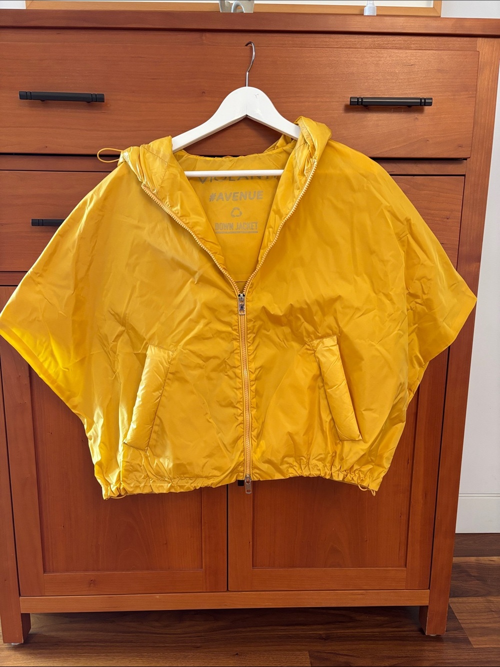 Violanti Yellow Hooded Lightweight Down Zip Jacket.